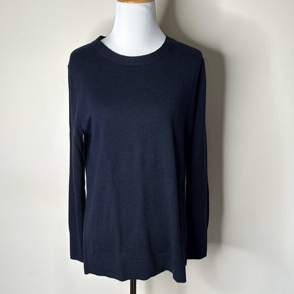 Banana Republic Navy Extra Fine Merino Wool Crewneck Sweater - Picture 1 of 6